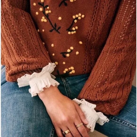 SEZANE Gladys Jumper Sweater Hazelnut Brown Wool Sz M {FF4} - Picture 2 of 9